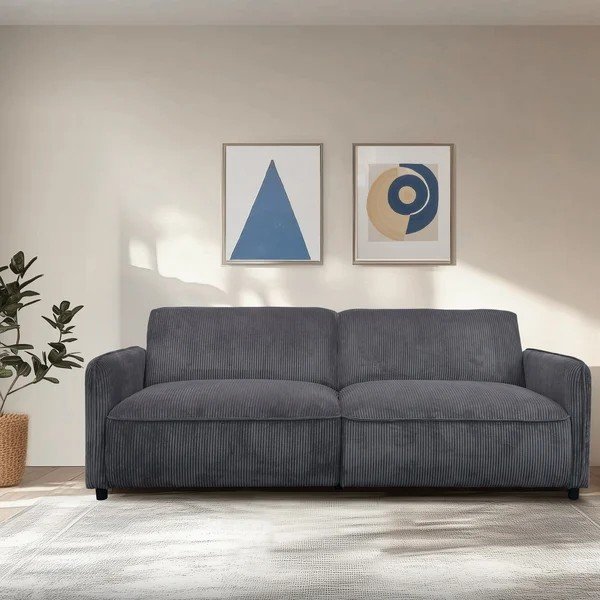 Antracito spalvos reguliuojama/sulankstoma sofa iš kordinio velveto 209 cm Alicia – Støraa-image-1