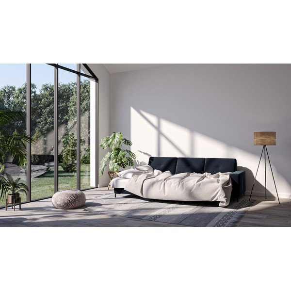 Tamsiai mėlyna aksominė sofa Ghado Moor, kairysis kampas-image-3