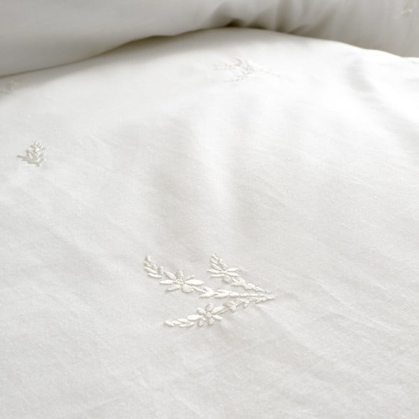 Baltos spalvos iš medvilnės dvigulė patalynė 200x200 cm Lottie Floral Embroidery – Bianca-image-4