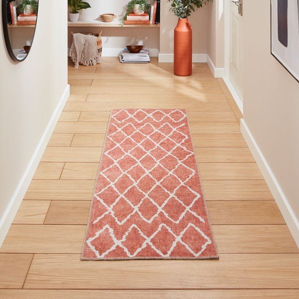 Skalbiamas oranžinės spalvos kilimas 76x230 cm Coral Orange – Think Rugs-image-1