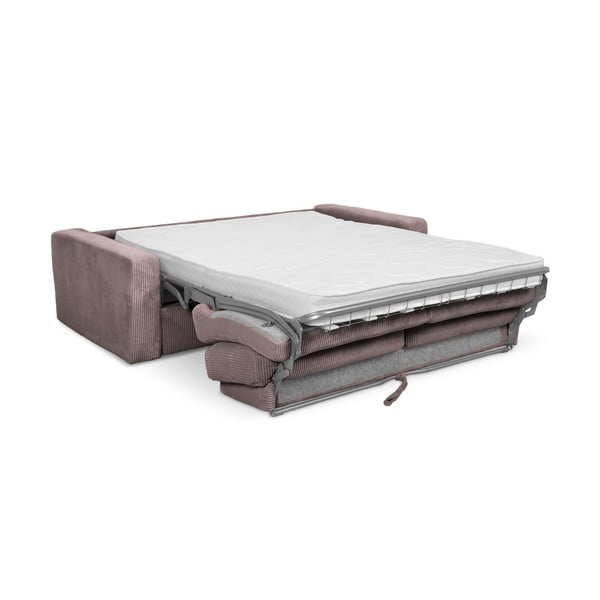 Pilkai rožinės spalvos iš kordinio velveto sulankstoma sofa 195 cm Nona – Makamii-image-3