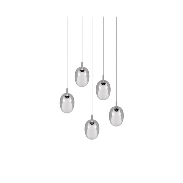 Kabantis šviestuvas sidabrinės spalvos ø 48 cm su stiklo gaubtu Barret – Trio Select-image-1