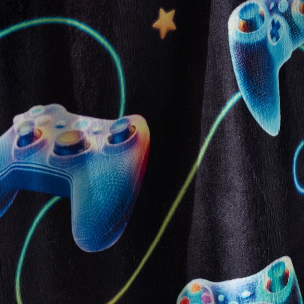 Juodos spalvos/mėlynos spalvos iš mikropliušo vaikiškas pledas 130x170 cm Gamer – Catherine Lansfield-image-2