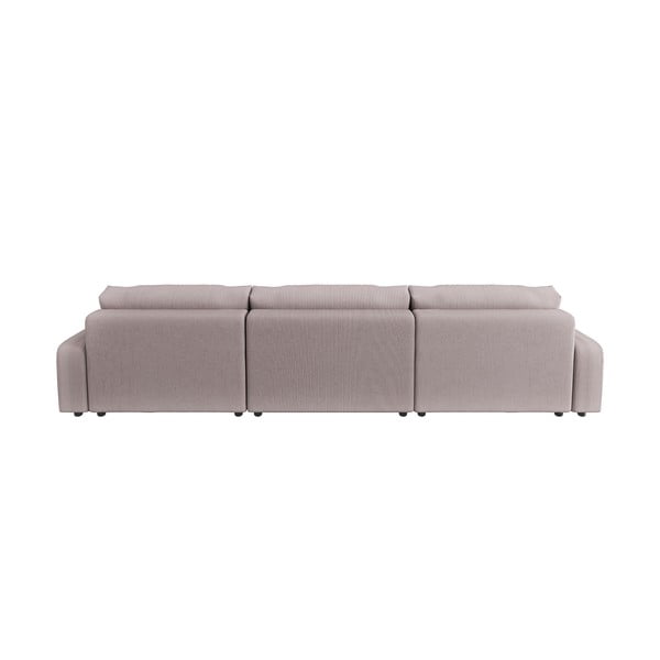 Šviesiai rožinės spalvos iš kordinio velveto sulankstoma/su sandėliavimo vieta kampinė sofa Sara – Ropez-image-2