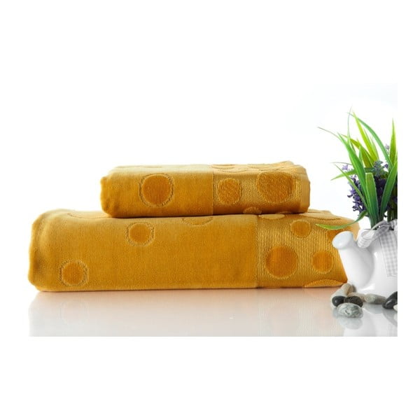 2 rankšluosčių rinkinys "Tropical Mustard", 50x90 cm ir 70x140 cm