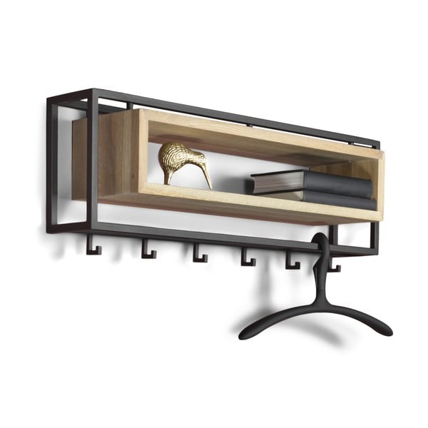 Juodos spalvos/natūralios spalvos iš metalo sieninė lentyna su lentyna 78 cm School – Spinder Design