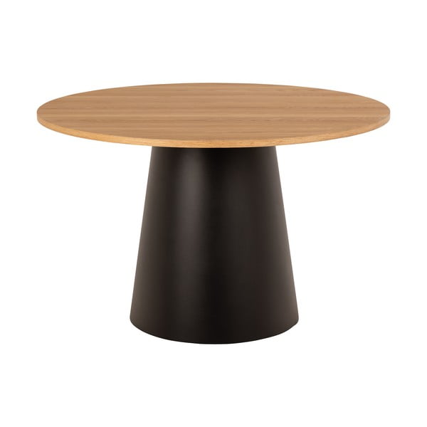 Apvalios formos valgomojo stalas juodos spalvos/natūralios spalvos su ąžuolo dekoro stalviršiu ø 120 cm Soli – Actona