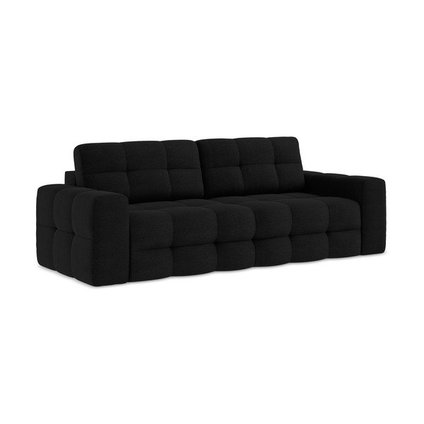 Juodos spalvos iš boucle sulankstoma sofa 255 cm Milu – Makamii-image-1