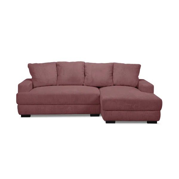 Rožinės spalvos sulankstoma/su sandėliavimo vieta kampinė sofa iš kordinio velveto (su dešiniuoju kampu/su gultu) Campi – Bobochic Paris