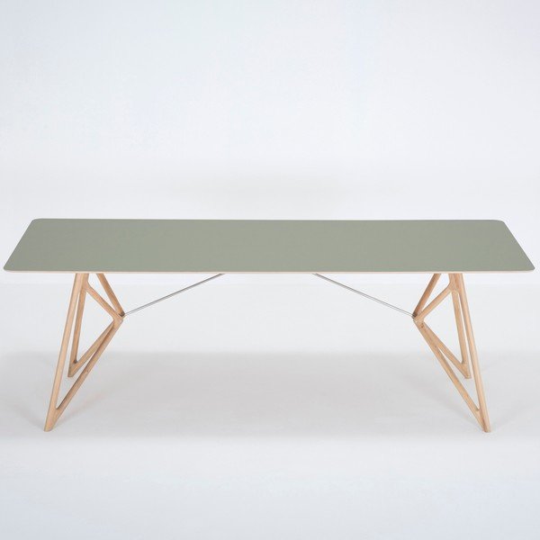 Valgomojo stalas iš ąžuolo masyvo su žaliu stalviršiu "Gazzda Tink", 220 x 90 cm-image-4