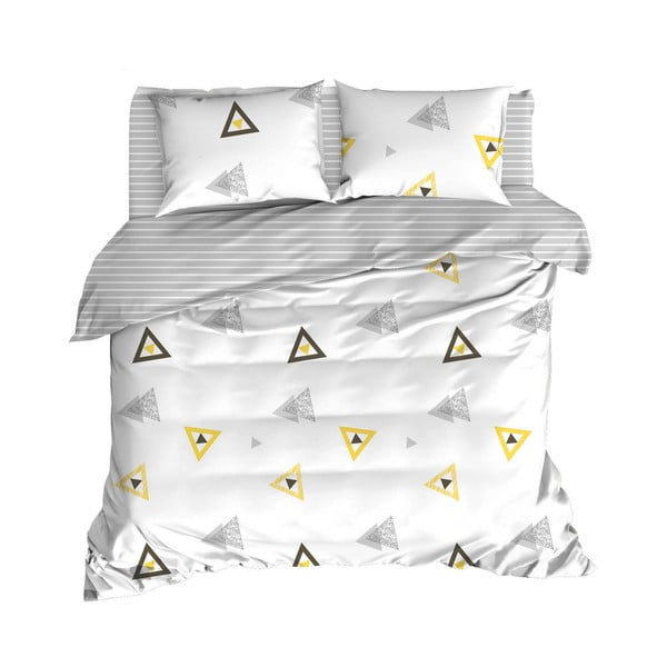 Balta medvilninė patalynė dvigulei lovai su paklode ir lovatiese 240x260 cm Erois – Mijolnir