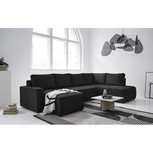 Iš kordinio velveto sulankstoma kampinė sofa antracito spalvos (su dešiniuoju kampu/„U“ formos) Brave Dave – Miuform-image-2