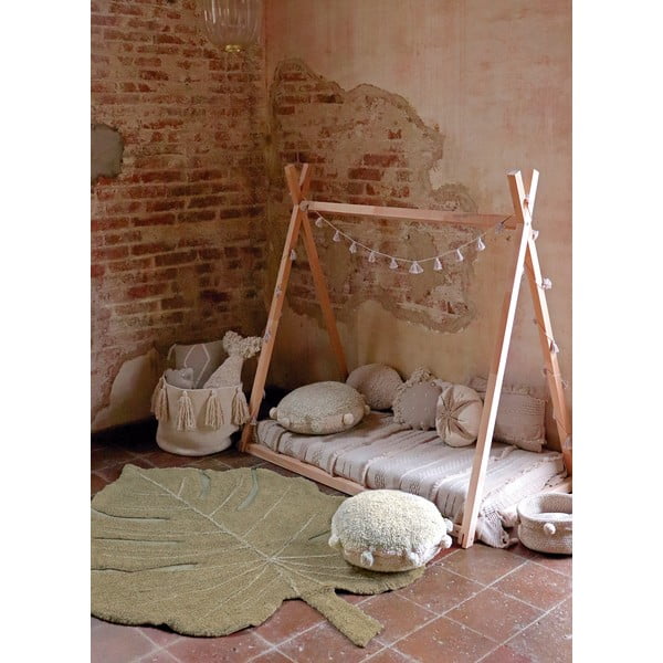 Skalbiamas/rankų darbo iš medvilnės vaikiškas kilimas khaki spalvos 120x180 cm Monstera Olive – Lorena Canals-image-3