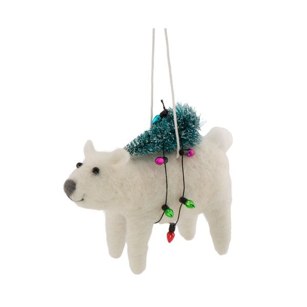 Iš tekstilės eglutės papuošimas 12 cm Polar Bear with Christmas Lights – Sass & Belle