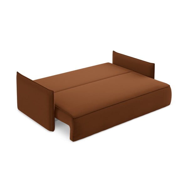 Terakotos spalvos iš velveto sulankstoma/su sandėliavimo vieta sofa 225 cm Hula – Makamii-image-4