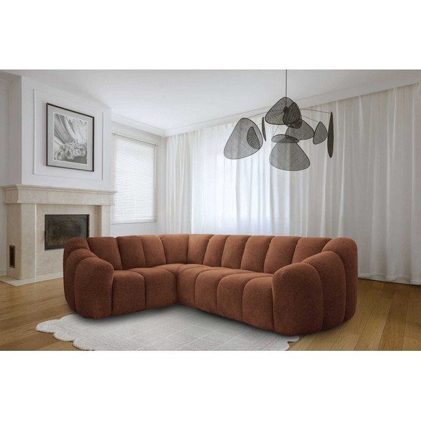 Terakotos spalvos kampinė sofa (su kairiuoju kampu/„L“ formos) Shell – Miuform-image-1