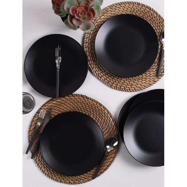 Lėkštės matinės juodos spalvos iš keramikos 6 vnt. ø 25 cm – Hermia-image-1