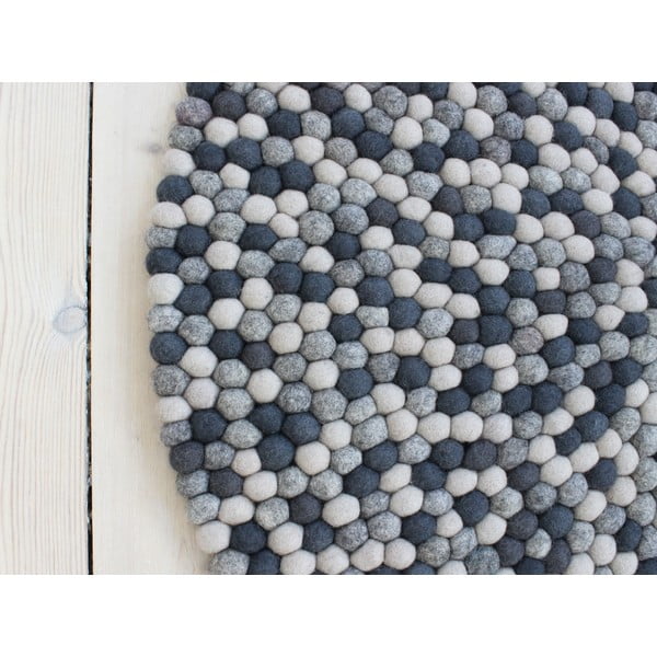 Tamsiai pilkas vilnos kilimas Wooldot Ball Rugs, ⌀ 140 cm