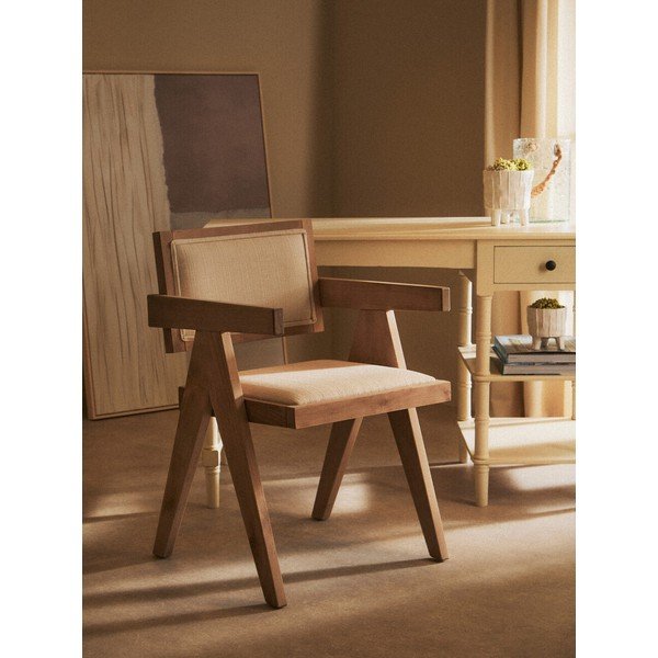 Natūralios spalvos iš audinio valgomojo kėdė Cebu – Premier Housewares-image-1