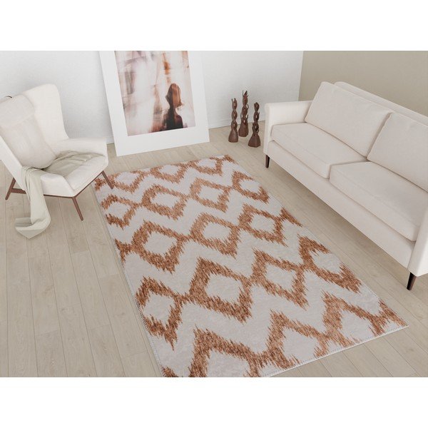 Baltas/oranžinis plaunamas kiliminis takelis 80x200 cm - Vitaus-image-1