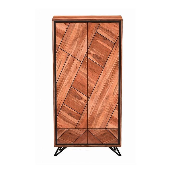 Natūralios spalvos iš akacijos masyvo drabužių spinta 90x181x40 cm Ambala – Interia Home & Living