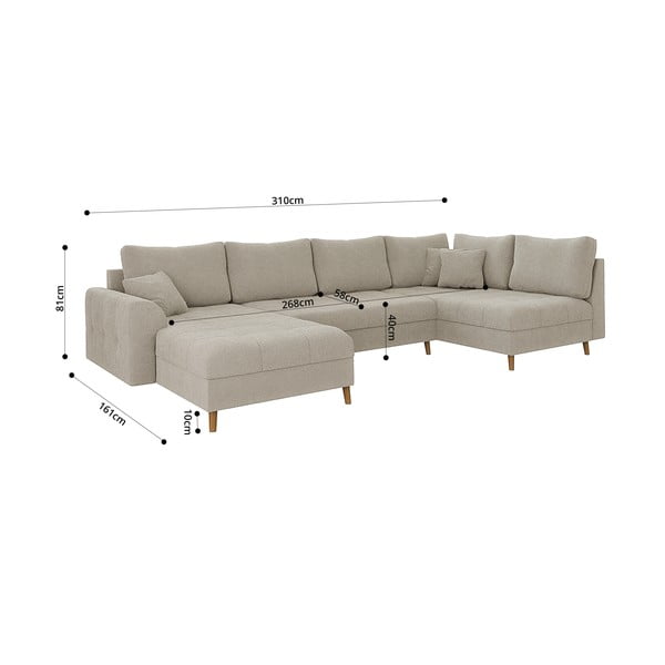 Smėlio spalvos iš boucle kampinė sofa (su kairiuoju kampu/„U“ formos) Ariella – Ropez-image-4
