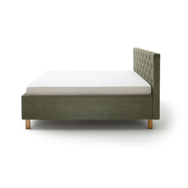 Žalios spalvos dvigulė lova audiniu dengta su sandėliavimo vieta su lovos grotelėmis 180x200 cm San Remo – Meise Möbel-image-3