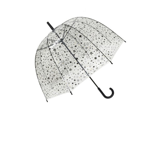 Skaidrus vėjo nepraleidžiantis skėtis su sidabrinėmis detalėmis "Ambiance Birdcage Stars", ⌀ 81 cm