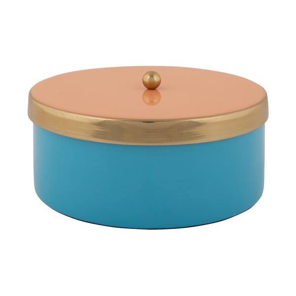 Dekoratyvinė mėlynos spalvos iš metalo daiktadėžė ø 16x6 cm Double Funky – PT LIVING