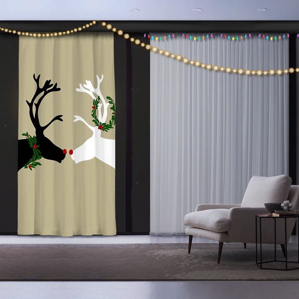 Kalėdinė užuolaida "Šiaurės elniai", 140 x 260 cm