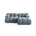 Šviesiai mėlynos spalvos modulinė kampinė sofa iš velveto (su dešiniuoju kampu/su gultu) Bellis – Micadoni 