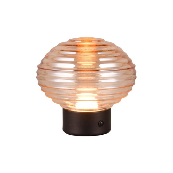 Stalinis šviestuvas juodos spalvos/smėlio spalvos LED su pritemdymo funkcija (aukštis 14,5 cm) su stiklo gaubtu Earl – Reality-image-2