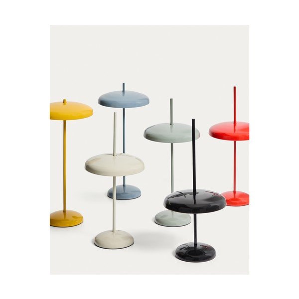 Mėlynos spalvos stalinis šviestuvas LED su pritemdymo funkcija (aukštis 35 cm) su metaliniu gaubtu Porte – Kave Home-image-3
