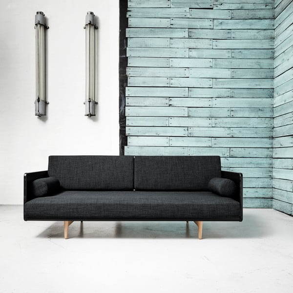 Kintama sofa "Karup Deva" juoda/žalio ąžuolo/tamsiai pilka