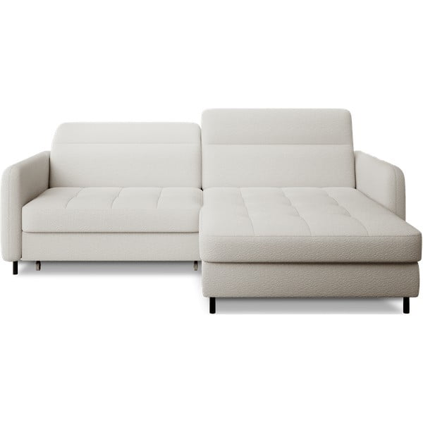 Kreminės spalvos iš boucle sulankstoma/su sandėliavimo vieta kampinė sofa (su dešiniuoju kampu/su gultu) Gomsi – ELTAP