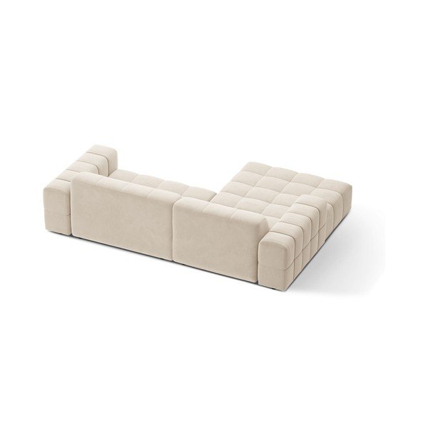 Kreminės spalvos kampinė sofa iš velveto (su kairiuoju kampu/su gultu) Chicago – Cosmopolitan Design-image-2