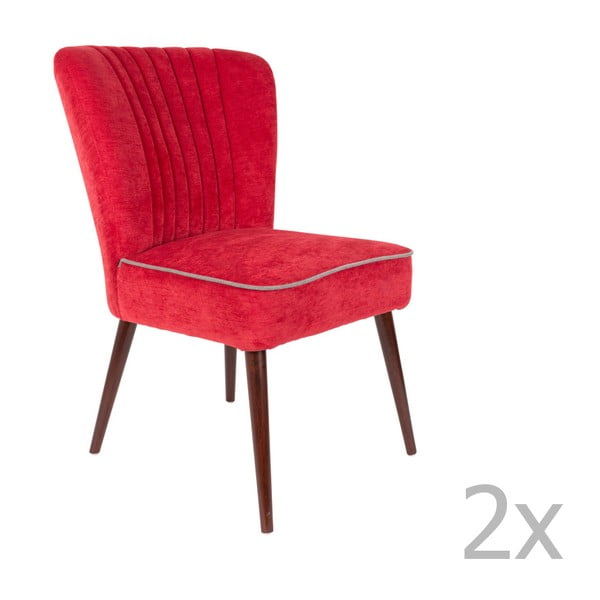 2 raudonų "Dutchbone Pinzon" kėdžių rinkinys