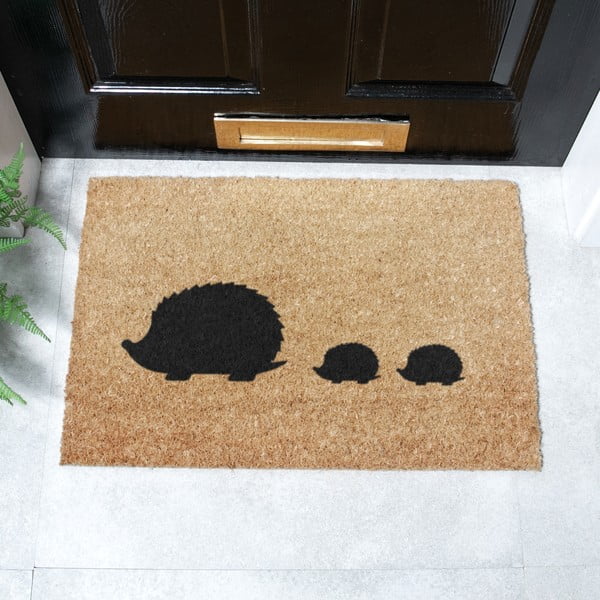 Iš kokoso pluošto grindų kilimėlis 40x60 cm Hedgehog Family – Artsy Doormats-image-2