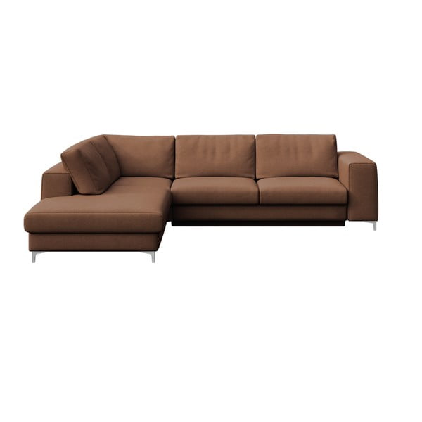 Rudos spalvos iš velveto sulankstoma/su sandėliavimo vieta kampinė sofa (su kairiuoju kampu/„L“ formos) Rene – Rodier