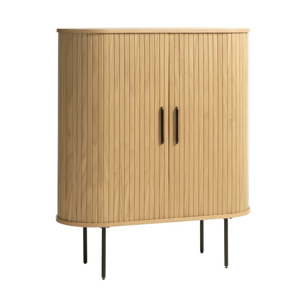 Spintelė natūralios spalvos iš ąžuolo su stumdomomis durimis 100x118 cm Nola – Unique Furniture-image-2