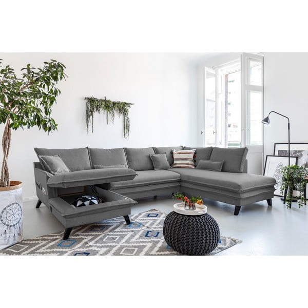 Pilka U formos sofa-lova Miuform Charming Charlie, dešinysis kampas-image-3