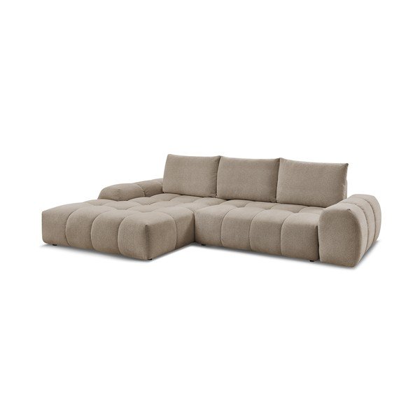 Taupe spalvos iš šenilinio audinio sulankstoma/su sandėliavimo vieta kampinė sofa (su kairiuoju kampu/su gultu) Everest – Bobochic Paris-image-3