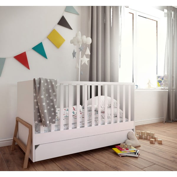 Balta vaikiška lovelė su stalčiumi BELLAMY Lotta, 70 x 140 cm-image-1