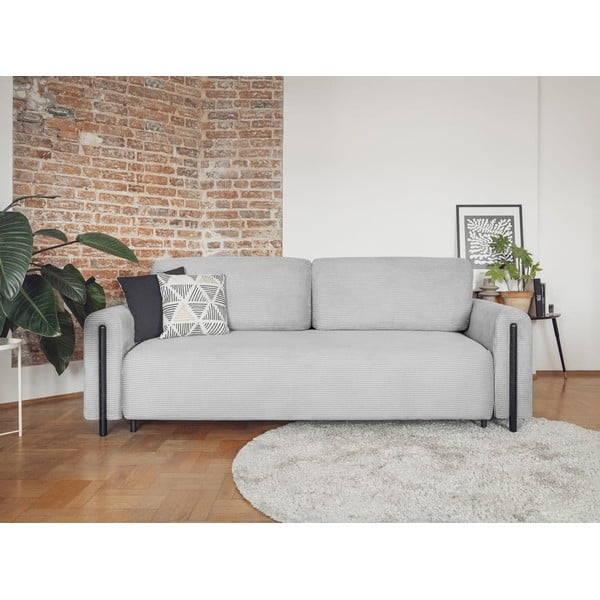 Šviesiai pilkos spalvos iš kordinio velveto sulankstoma/su sandėliavimo vieta sofa 244 cm Arcadova – ELTAP-image-1