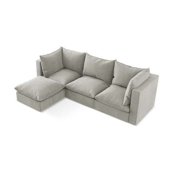 Šviesiai pilkos spalvos kampinė sofa (su kairiuoju kampu/su gultu) Manao – Makamii-image-4