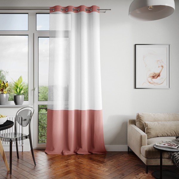 Permatoma užuolaida baltos spalvos/rudos spalvos 140x250 cm Irvette Eyelets – AmeliaHome-image-1