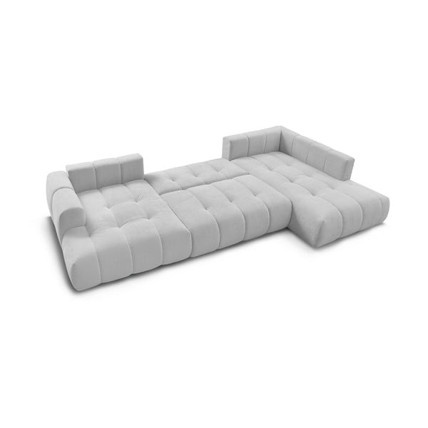 Šviesiai pilkos spalvos sulankstoma/su sandėliavimo vieta kampinė sofa (su dešiniuoju kampu/„U“ formos) Fuji – Bobochic Paris-image-4