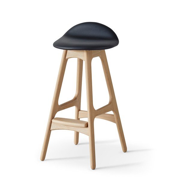 Juodos/natūralios odos sukamoji baro kėdė 79 cm Buck - Hammel Furniture-image-3