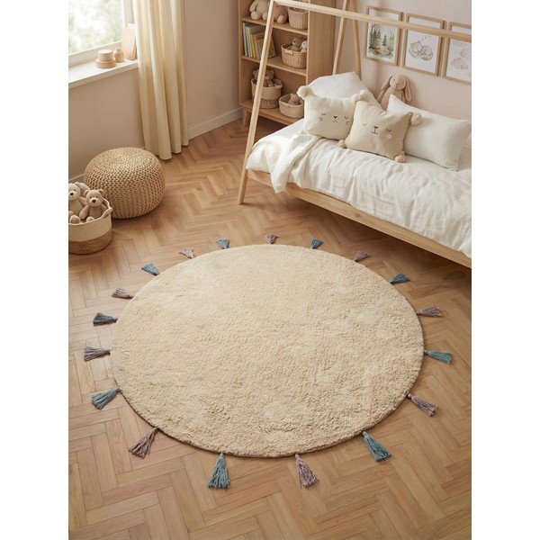Skalbiamas/rankų darbo kreminės spalvos iš medvilnės vaikiškas kilimas ø160 cm Snuggle Sunna – Hanse Home-image-1