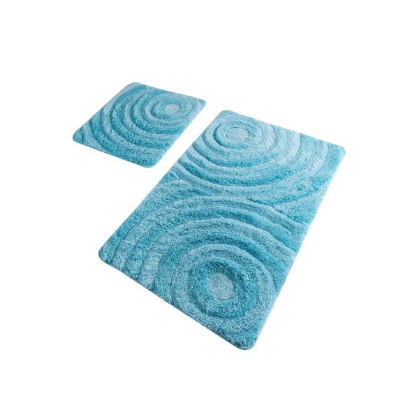 2 turkio spalvos vonios kilimėlių rinkinys 100x60 cm Wave – Foutastic